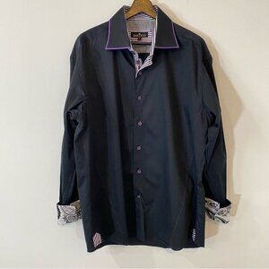 Bertigo High End Modern fit Design Black and Purple 100% Cotton Wide Cuffs XXL